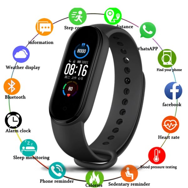 "M5 Smart Band Fitness Tracker – Heart Rate & Blood Pressure Monitor, Sport Wristband for Android & iOS with FitPro App"