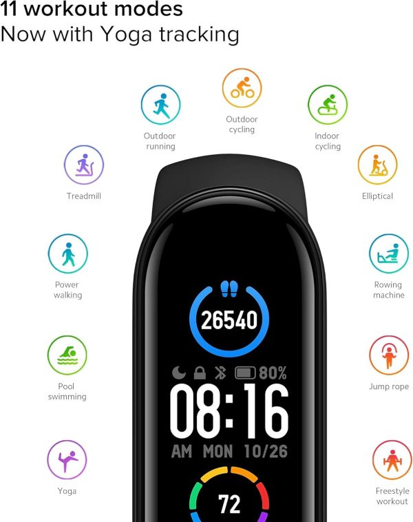 "M5 Smart Band Fitness Tracker – Heart Rate & Blood Pressure Monitor, Sport Wristband for Android & iOS with FitPro App"