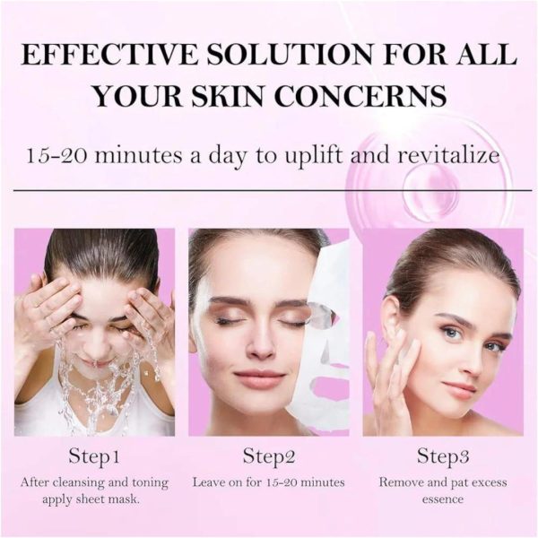 Pack Of 05 – Anti-wrinkle Face Sheet Mask | Anti Aging Hydrating Anti-acne Repairing Brightening Moisturizing Retinol Serum Facial Mask
