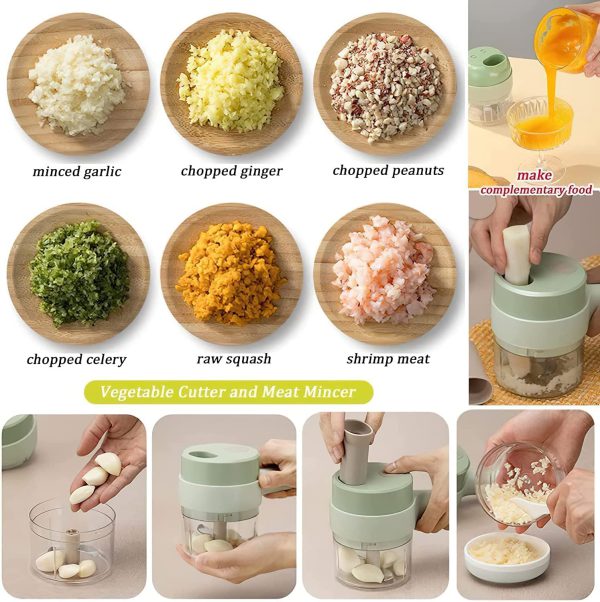 5 In 1 Handheld Hammer Electric Vegetable Cutter Set Mini Wireless Food Choppers Garlic Vegetable Chopper Slicer Machine