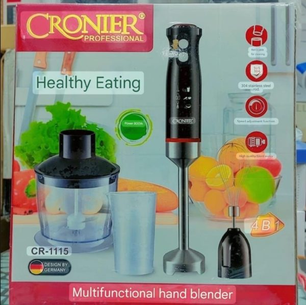 Cronier Professional 4-in-1 Hand Blender Set | Chopper, Blender, Coffee & Egg Beater, Whisker | Best Quality Hand Blender Set Cr-1115 Hand Blender