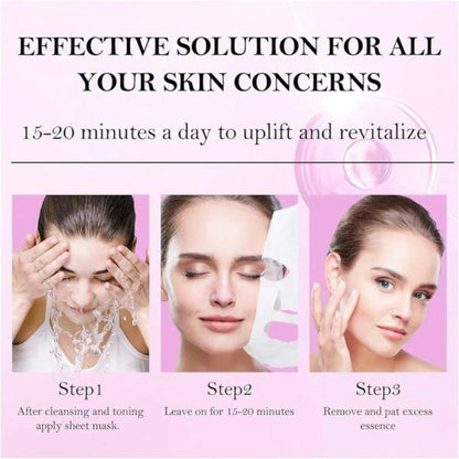 Pack Of 05 – Anti-wrinkle Face Sheet Mask | Anti Aging Hydrating Anti-acne Repairing Brightening Moisturizing Retinol Serum Facial Mask